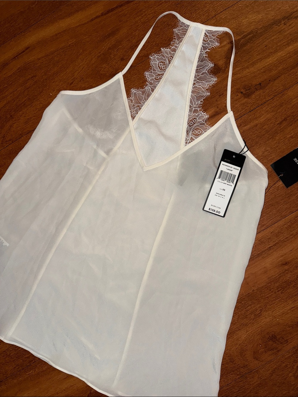 BCBG %100 Silk cami with Lace “Lenor”